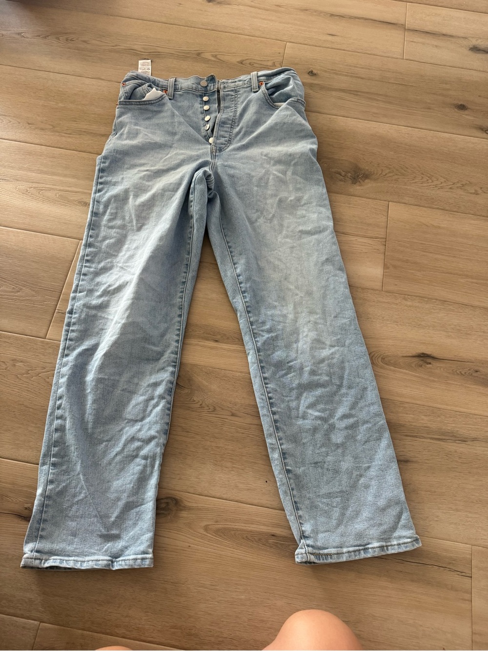 Light Blue Straight-Leg Women's Jeans with Button Fly